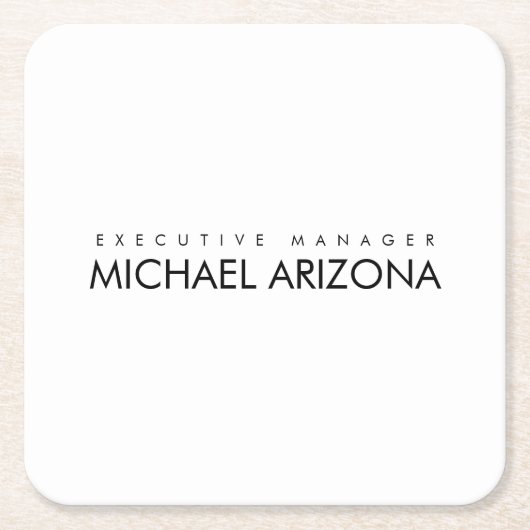 Black & White Minimalist Simple Plain Modern スクエアペーパーコースター (正面)