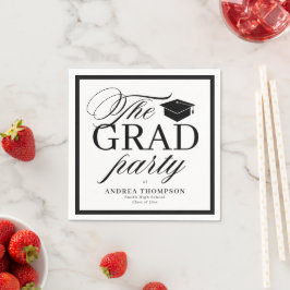 Black White Minimalist The Grad Party  スタンダードカクテルナプキン