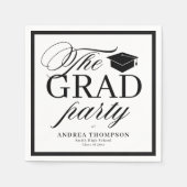 Black White Minimalist The Grad Party  スタンダードカクテルナプキン (正面)