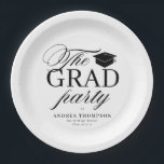 Black White Minimalist The Grad Party  ペーパープレート<br><div class="desc">Black White Minimalist Script The Grad Party Paper Plates</div>