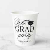 Black White Minimalist The Grad Party  紙コップ (正面)