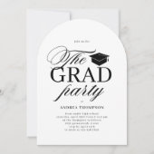 Black White Minimalist The Grad Party Photo  招待状 (正面)
