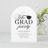 Black White Minimalist The Grad Party Photo  招待状 (スタンド正面)