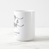 Black & White Minimalist Wedding Favor Modern Text コーヒーマグカップ (中央)