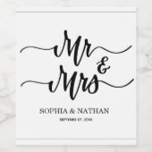 Black & White Minimalist Wedding Favor Modern Text ワインラベル (シングルラベル)