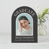 Black & White Modern Arch Grad Photo Announcement 招待状 (スタンド正面)