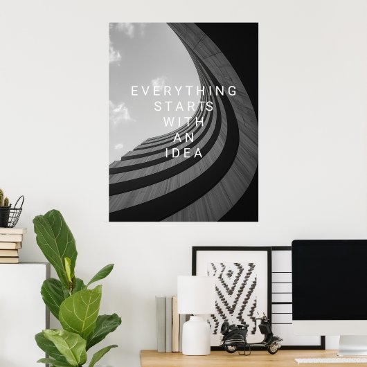 Black & White Modern Architecture Motivational ポスター (ホームオフィス)