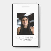 Black White Modern Business Logo Photo Salon Spa  バッジ (裏面)