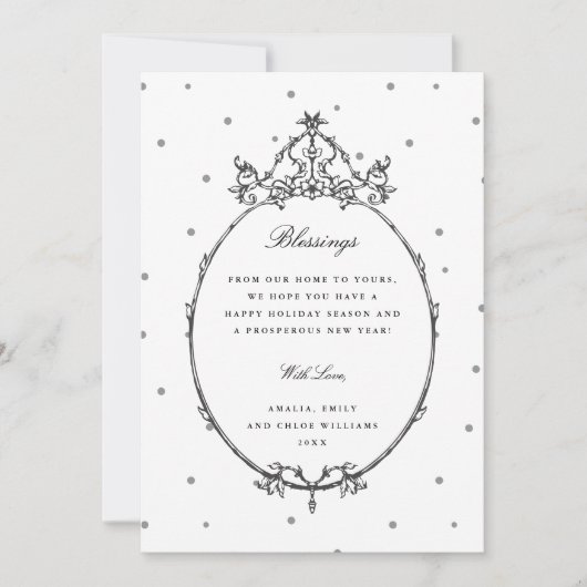 Black & White Modern Classic Frame Photo シーズンカード (正面)