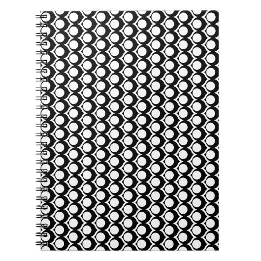 Black White Modern Geometric Art Deco ノートブック (正面)