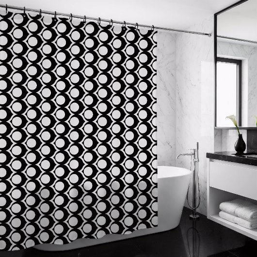 Black White Modern Geometric Pattern シャワーカーテン