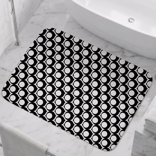 Black White Modern Geometric Pattern バスマット