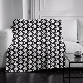 Black White Modern Geometric Pattern  フリースブランケット