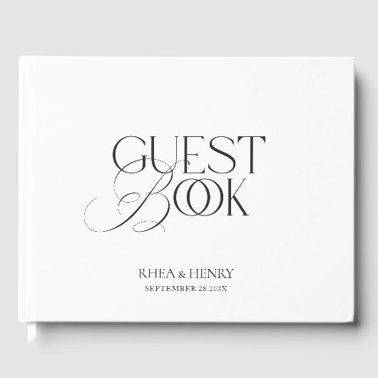 Black & White Modern Minimalist Wedding  ゲストブック (正面)