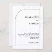 Black white modern minimalist wedding 招待状 (正面)