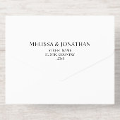 Black white modern minimalist Wedding gold foil オールインワン招待状 (背面)