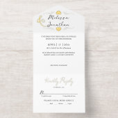 Black white modern minimalist Wedding gold foil オールインワン招待状 (内側)