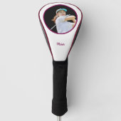 Black White Modern Personalized Golf Headcover ゴルフヘッドカバー (正面)