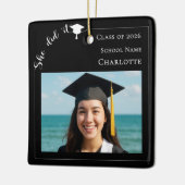 Black white modern photo Graduate セラミックオーナメント (左)
