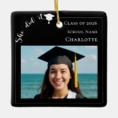 Black white modern photo Graduate セラミックオーナメント (正面)