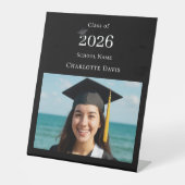 Black white modern photo Graduation party welcome 台座サイン (正面)