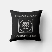 Black White Modern Rectangular Logo Throw Pillow クッション (裏面)