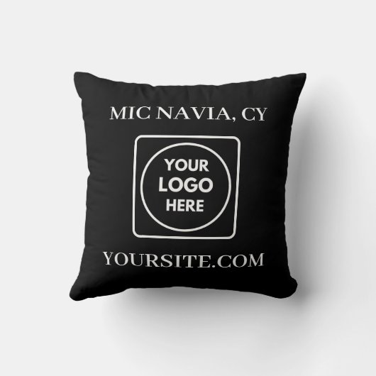 Black White Modern Rectangular Logo Throw Pillow クッション (裏面)