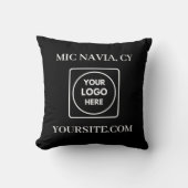 Black White Modern Rectangular Logo Throw Pillow クッション (正面)