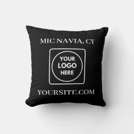 Black White Modern Rectangular Logo Throw Pillow クッション