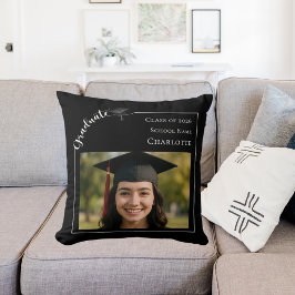 Black white modern simple photo Graduate クッション