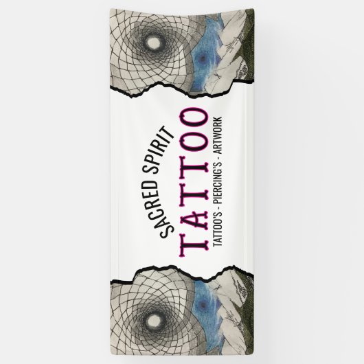 Black & White Modern Text 2 Photo Business Name 横断幕 (縦)