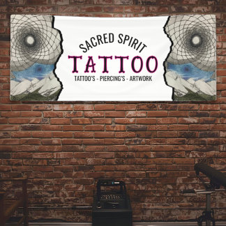 Black & White Modern Text 2 Photo Business Name 横断幕