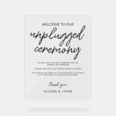 Black & White Modern Unplugged Wedding Sign アクリルサイン (正面)