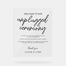 Black & White Modern Unplugged Wedding Sign  アクリルサイン
