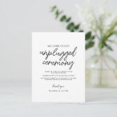 Black & White Modern Unplugged Wedding Sign ポストカード (スタンド正面)