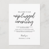 Black & White Modern Unplugged Wedding Sign ポストカード (正面)
