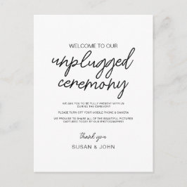 Black & White Modern Unplugged Wedding Sign  ポストカード
