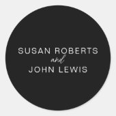 Black & White Modern Wedding ラウンドシール (正面)