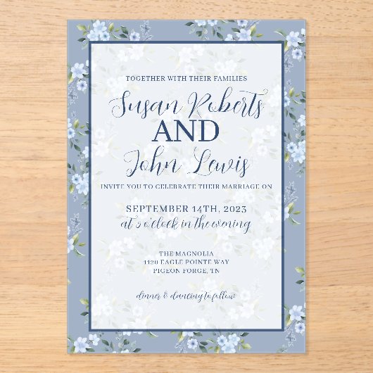 Black & White Modern Wedding Invitation アクリル招待状 (正面)