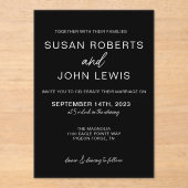 Black & White Modern Wedding Invitation  アクリル招待状 (正面)