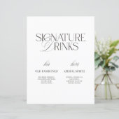 Black & White Modern Wedding Signature Drinks Sign (スタンド正面)