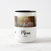 Black White Mom Est. Year 3 Photo New Mom Gift ツートーンマグカップ (中央)