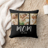 Black White Mom Established Script 3 Photo Elegant クッション (ブランケット)