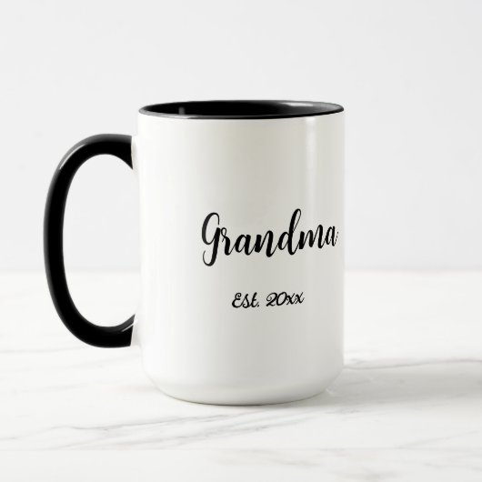 Black White Mom Established Year New Grandma Gift マグカップ (左)