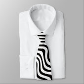 Black White Monochrome Wavy Striped ネクタイ (タイ)