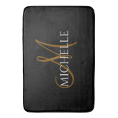 black &white monogram initial custom name バスマット (正面縦)