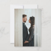 Black White Monogram Minimal Wedding Photo サンキューカード (裏面)