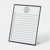 Black White Monogram Name To Do List Dry Erase 台座サイン (正面)