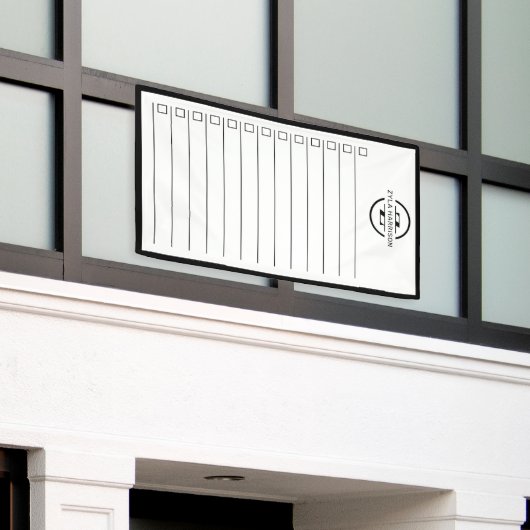 Black White Monogram Name To Do List Dry Erase 横断幕 (ビルの外側)