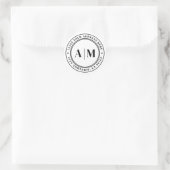 Black White Monogram Return Address ラウンドシール (バッグ)
